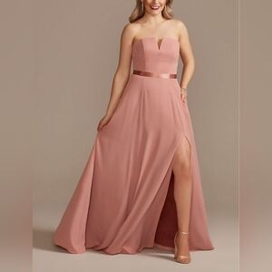Galina Signature Gorgette V-Wire Bridesmaid Dress  in Desert Pink Size 8 NWT‎